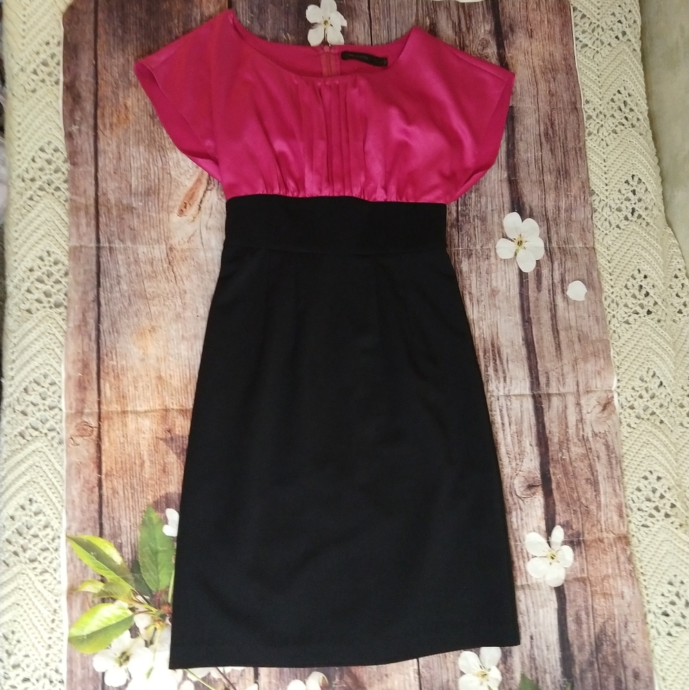 The Limited Hot Pink and Black Cap Sleeve Dress